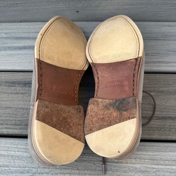 Johnston & Murphy Oxford Saddle Dress Shoes 10M - Gray Suede Leather - Picture 12 of 17